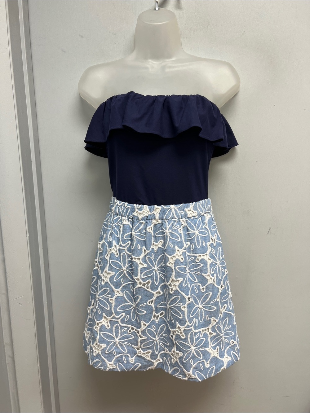 Lilly Pulitzer Athens Dress Tide Blue Hollar For a Dollar Eyelet Chambray Small - Picture 4 of 15